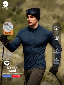 Menyanull | Mens Quick Dry and Breathable Merino Wool Half-Zip Top