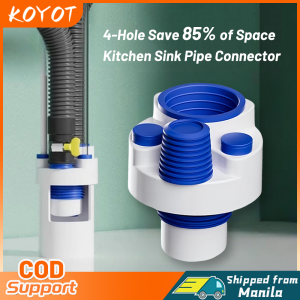 KOYOT 4 Holes Kitchen Pipe Drainpipe Connector Kitchen Water Purifier Dishwasher Drainpipe Connector Multi-port Drainpipe Odor-proof and Insec