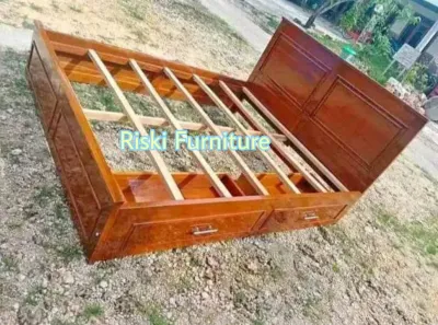 dipan tempat tidur laci model minimalis kayu jati solid