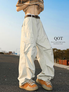 QOTRIOCK | Cargo Wide Pocket Loose Straight Pants
