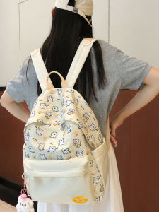 Cute Doggies Travel Backpack Large Capacity Lightweight Womens School Bag Cartoon Style Dual Shoulder Bag with Back Cushion