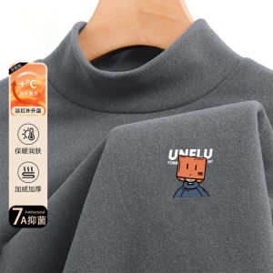 Áo Thun Nam Tay Dài Dày Dặn Lót Lông Cừu Cổ Cao Mùa Đông Áo Thun Cotton Thường Ngày in Họa Tiết Thời Trang