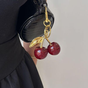 HOT SALE Fashion Cherry Luxury Keychain WomenS Keyring with Glittering Crystal Imitation Suitable High-grade all-match