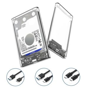 USB Type C Transparent 2.5 Inch External Storage Case SATA to USB 5Gbps HDD SSD Case Hard Drive Enclosure Support For PC Laptops