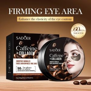 SADOER | 60PCS SADOER Caffeine Collagen Eye Mask Dilute Dry Lines and Fine Lines Anti-Wrinkle Reduce Dark Circles Moisturize Eye Skin