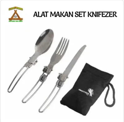 Alat Makan set lipat stainless 3in1 bisa COD