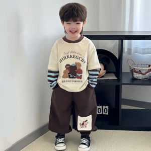 Spring Autumn Long Sleeve round Neck Hoodie Cartoon Kids Tshirt Boys Clothes 2-9 Years Old Cotton Polyester Blend Fashion