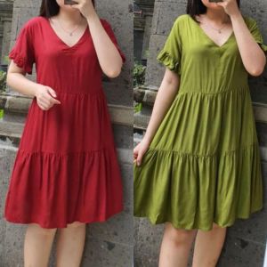 BAJU ATASAN DRESS WANITA KOREAN STYLE TERBARU//DASTER CANTIK MAMA MUDA KEKINIAN RAYON PREMIUM SELUTUT