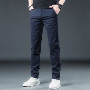 ROMON | กางเกงขายาวทรงตรงลำลองผ้าฝ้ายบางสำหรับผู้ชาย ทรงหลวม แฟชั่นธุรกิจ กางเกงขายาวทรงตรง ระบายอากาศได้ดี ใส่สบาย ฤดูร้อน 2023