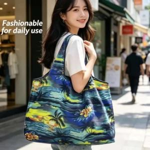 Oxford Cloth Environmental Protection Folding Bag Large Capacity Folding Shopping Bag Creative Portable Printing Portable