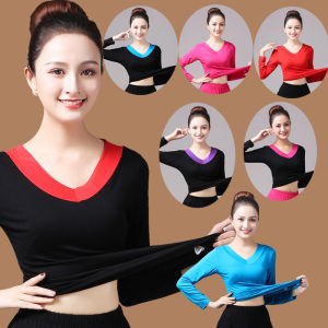 Long Sleeve Top Fitness Yoga Exercise Clothing Square Dance