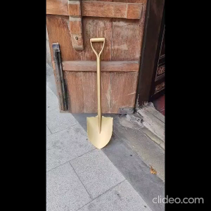 Elegant Light Gold Round Point and Square Shovel for Groundbreaking and Garden Decoration