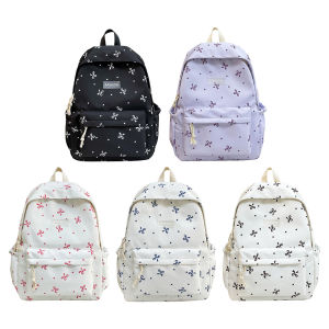 [BAGOO]Women Student Backpack Floral Print Casual School Bag Versatile Rucksack School Outdoor Camping Picnic Bag
