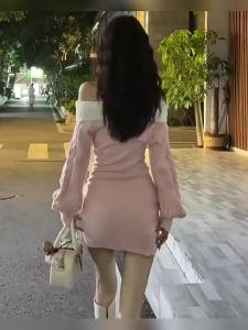 CHANGTONG | Youthful Unique Shoulder Exposure Slim-fit Dress for Petite Women
