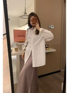 VASSE Minimalist Aesthetic Loose Comfortable Long Sleeve Embroidered Shirt Breathable Relaxing Summer Sun Protection Womens Polo Shirt