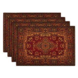Bộ Khăn Trải Bàn Bằng Vải Lanh Ba Tư Phong Cách Boho Có Thể Giặt Được Chịu Nhiệt Trang Trí Bàn Ăn Thủ Công Đan Móc Trang Trí Nhà Bếp Phòng Ăn