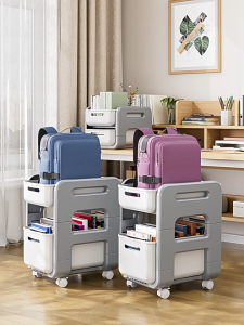 DINEEASY Desktop storage Bookshelf School bag rack Office storage Desk Storage Box with Wheels