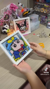 3D DIY Set Lukisan Berlian (Dengan Bingkai) Kartun /3D DIY Diamond Painting Set (With Frame) Cartoon