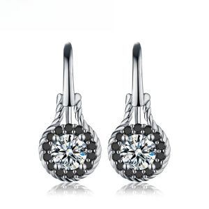 Black Awn Vintage Silver Color Earring Water-drop Black Spinel Drop Wedding Earrings for Women Fashion Jewelry Bijoux T092
