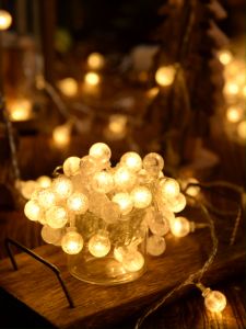 Happy Time Ball String Lights Indoor Bedroom Bulbs Lamp Light Home Decor Star Fairy Lights Battery Supply Diy Gifts Box Wreath Xmas LED Strip Lighting Snowflake Christmas Lantern Wall Backdrop Design Birthday Wedding Party Decoration