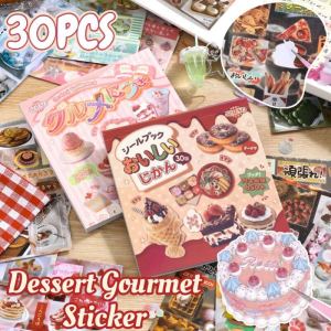 30pcs Japanese Dessert Gourmet Sticker Book Film Sticker Bright Sparkling Handbook Diary Decoration