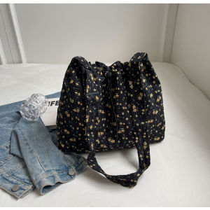 Large Capacity Floral Canvas Tote Bag Womens Summer Shoulder Crossbody Bag Ins Versatile Student Bag Soft Foldable Washable