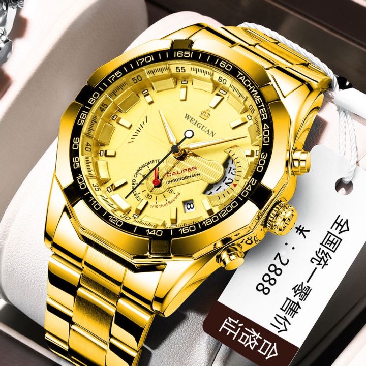 2025Genuine WEIGUAN automatic quartz movement non-mechanical watch men's  business fashion casual luminous waterproof perpetual calendar counter  watch