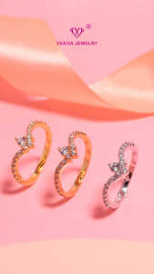 Yaxiya Cincin Wanita  Motif Kipas Korea Style Perhiasan Lapis Emas 18k X4-272