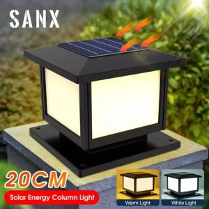 SANX 30CM 2-Color Solar Led Outdoor Solar Post Light Waterproof Automatic Sensor Energy Saving Warm & White Garden Fence Pillar Lights for House Gate Column Head Lamp Courtyard - Lazada