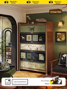 MEISD | Dustproof Steel-look Wooden Bookshelf Storage