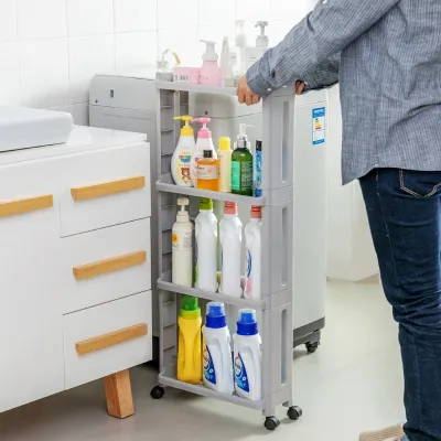 Kệ hẹp di động cozyhome đựng đồ nhà tắm đa năng thiết kế nhỏ gọn tiết kiệm không gian có bánh xe di chuyển thoát nước dễ dàng
