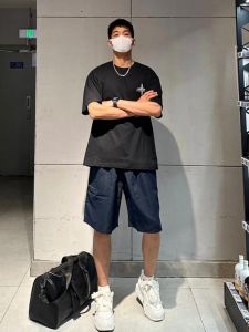 Quick Dry Ice Silk Mens Shorts Summer Thin Fashionable Running Fitness Five-Quarter Length Straight Leg Casual Sport Pants