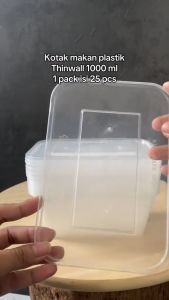 Thinwall Sekat 4 bento anti panas Kotak bekal bersekat 4 Kontainer Food Persegi  25 Pcs Berlian