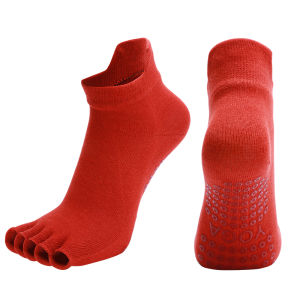 Women Five Toe Pilates Socks Ladies Anti-Slip Breathable Yoga Socks Cotton Elasticity Fitness Ballet Dance Sock for Yoga Gym
