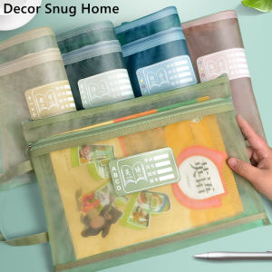 กระเป๋าเก็บของตาข่ายโปร่งใสแฟ้มเอกสารสอบกระดาษการจำแนกหนังสือเรียน