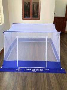 A23 Màn xếp thông minh Anh Thư Có cửa Viền Vải lụa Khung Inox 304 Có cửa cao cấp hàng chính hãng Anh Thư