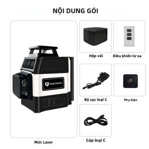 Máy Chiếu Laser 3D Pracmanu Mini 360 Độ Tự Cân Bằng 12 Tia Xanh Chiếu Tia Ngang & Dọc Mạnh Mẽ Dùng Cho Việc Tự Làm Và Cải Tạo Nhà Cửa