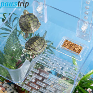 Acrylic Turtle Climbing Basking Tortoise Sun Drying Platform Transparent Turtles Floating Basking Platform with Feeding Area