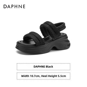 Daphne | Black Thick-soled Soft Bottom Slip-on Sandals