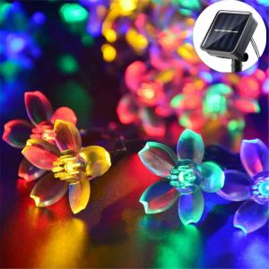 Solar String Flower Cherry Flower Lights LED Outdoor Waterproof Festival Garden Decorative Lights Wedding Christmas