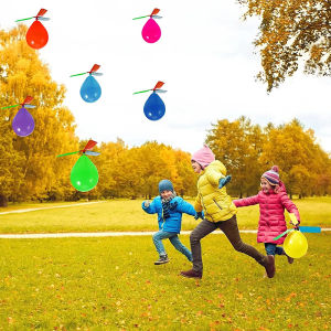 6PCS Air Balloon Helicopter Toy Funny Balloon Ortable Outdoor Helicopter Flying Kids Birthday Party Childrens Day Game