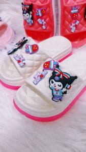 รองเท้าแตะเด็กสำหรับเด็กหญิงลายคุโรมิ **KUROMIพื้นจุ่มสี** เนื้อรองเท้าทำจากไฟล่อนให้ความเบานุ่ม ใส่สบายไม่กัดเท้าขนาด 24-35