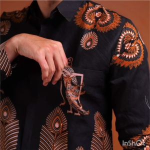 Terbaru Baju Batik Pria Lengan Panjang Seragam Kantor Kain Katun Motif Modern Kekinian Hitam Prakasa