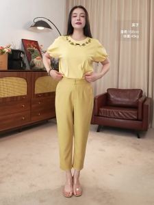 Sequined Sleeve Adjustable Loose Round Neck T-Shirt