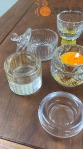 【福田】水晶玻璃杯 -（莲花/八宝/旦型）-（酥油灯/ 酥油灯座/酥油灯杯/茶杯/水杯/拜神杯/点灯/供灯/莲花烛台/供佛/佛具/蜡烛台/防风蜡烛底座/摆件