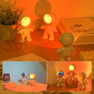MELEDE 360°sunset Projector Lamp astronaut Led Lampu Sunset Aesthetic Efek Matahari Lampu Matahari Sunset Lamp Lampu Tidur Projector