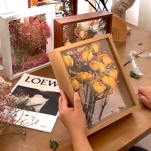 Wooden Transparent Flower Frame Double Plexiglass 4cm Depth DIY Photo Frame Frame Bouquet Display Picture Frame Home Decor