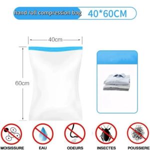Multiple Sizes Vacuum Storage Bags Hand Roll Durable Space Saver Bags for Clothes Clothing Travel Moving Must Have Organizer