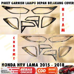Paket Garnish Lampu Depan Belakang Honda HRV HR-V Lama 2015 2017 2018 Hitam Chrome