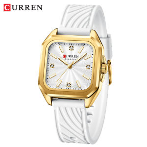 CURREN Fashion Womens Minimalist Square Quartz Watch Casual Sports Silicone Women Gift Clock Watches